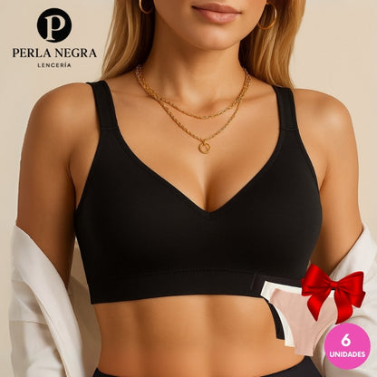 PROMO 3X1 | Corpiño Segunda Piel Reforzado Bretel Ancho + Pack Bombachas de Regalo