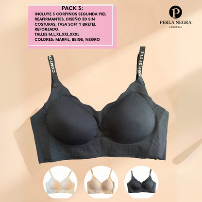PROMO 3x1 | Corpiño Segunda Piel Reafirmante Antiflacidez + Pack Bombachas de Regalo